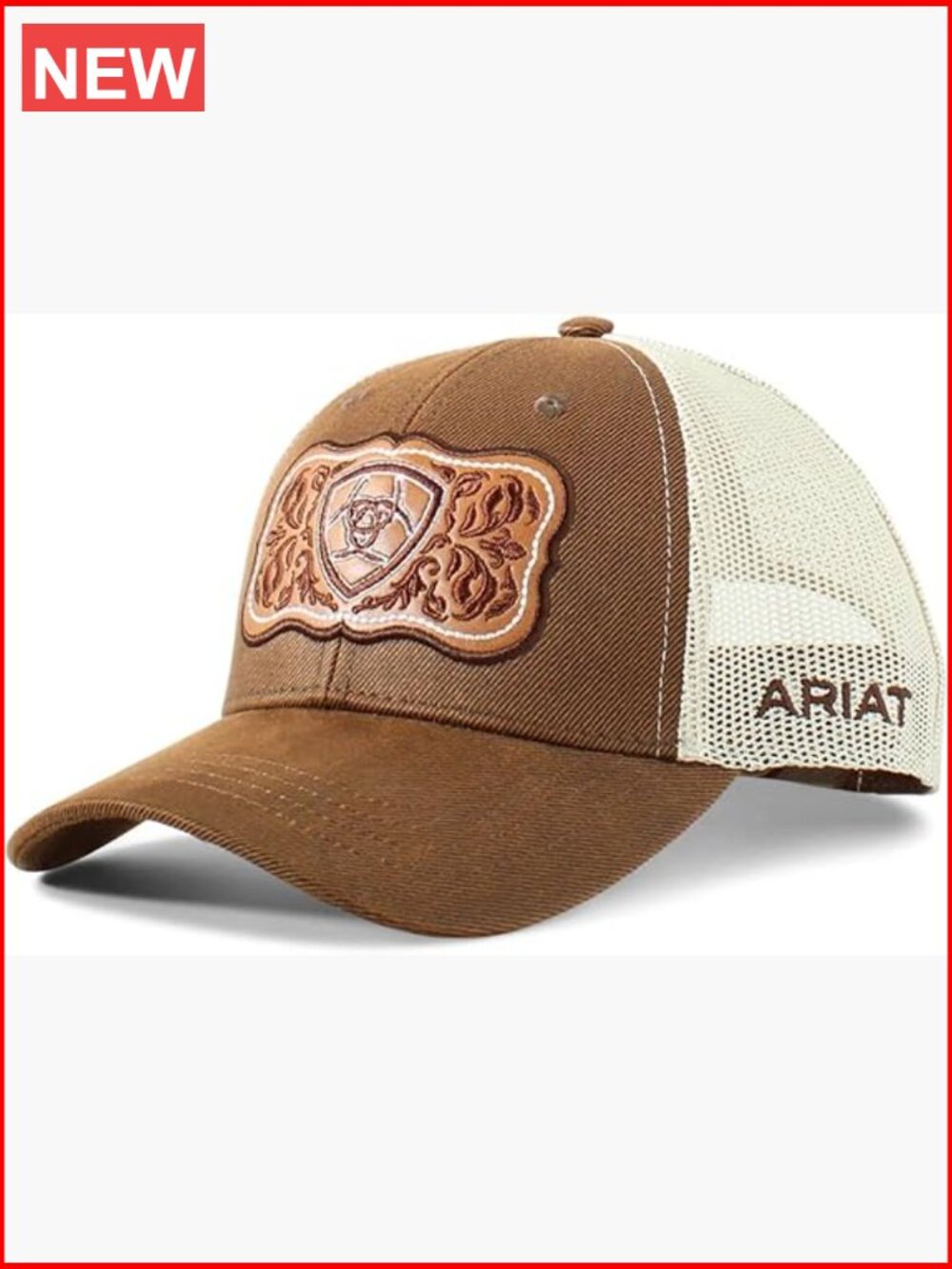 Women's Trucker Cap with Leather Floral Patch Snapback Closure Adjustable